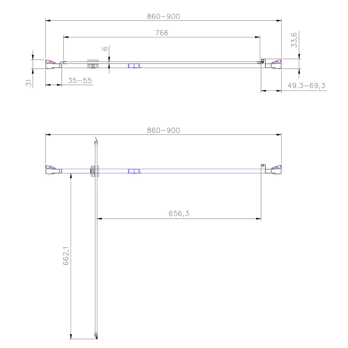 Crystal 6mm Gunmetal Pivot Shower Door 900mm