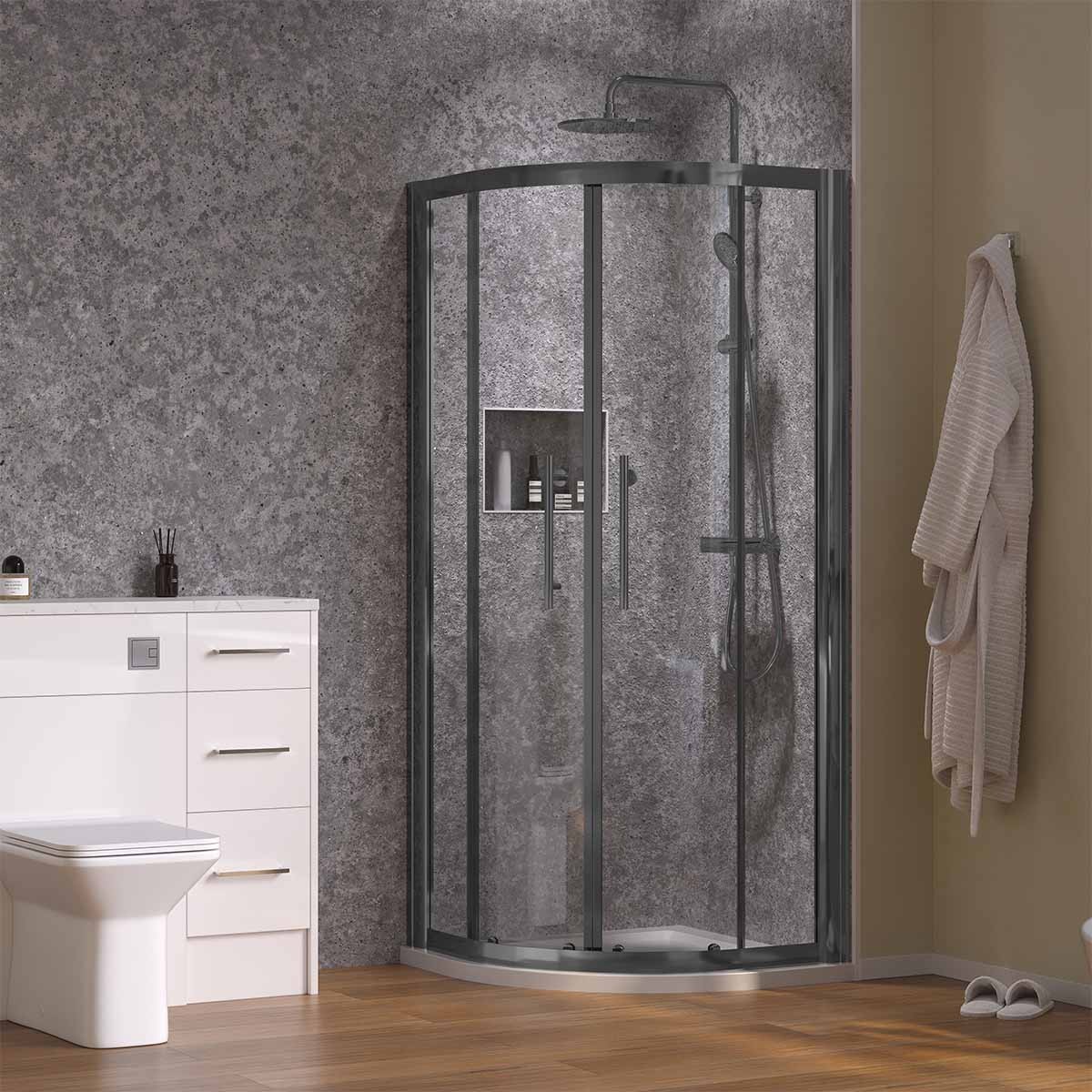 Crystal 6mm Gunmetal Quadrant Enclosure 800x800mm