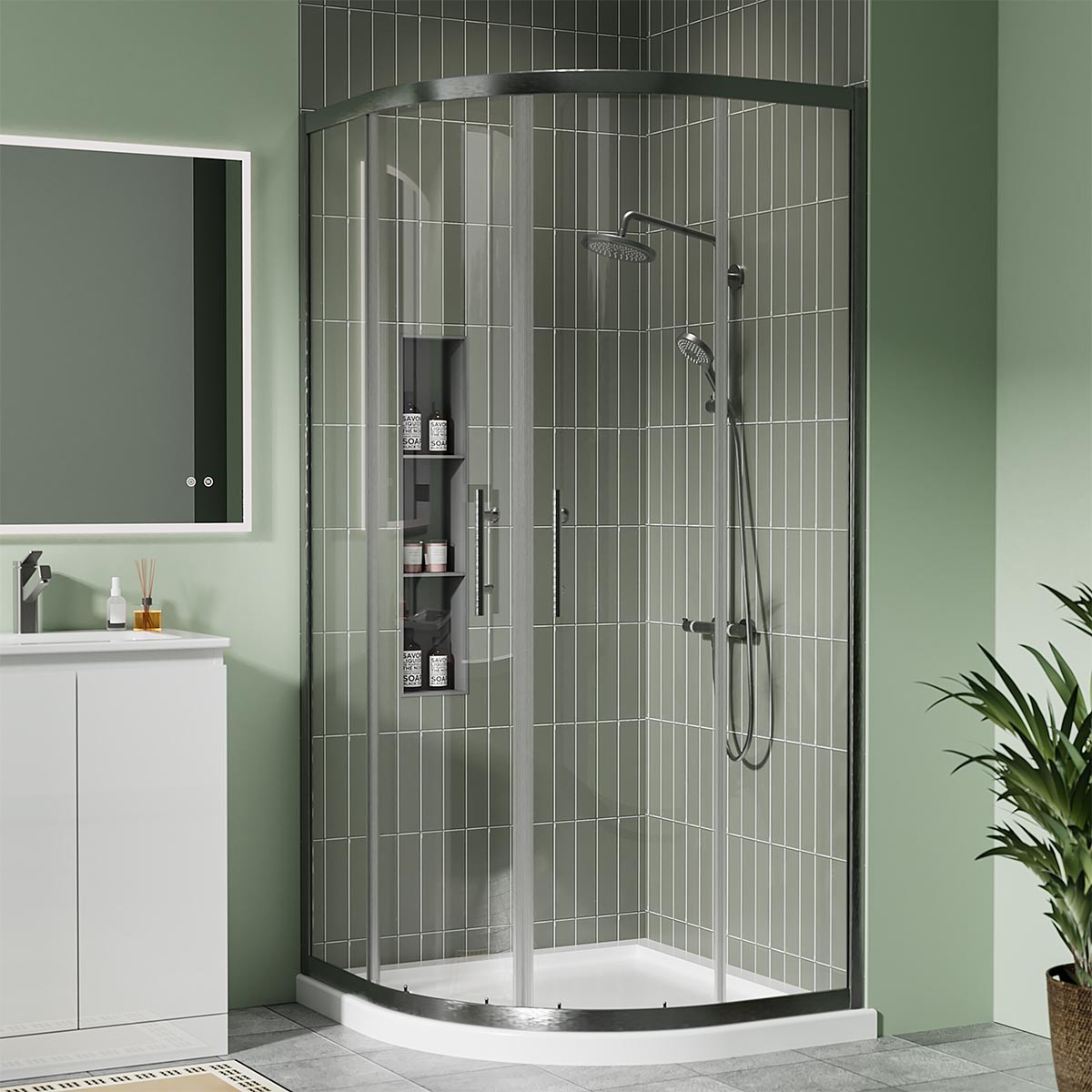 Crystal 6mm Gunmetal Quadrant Enclosure 900x900mm