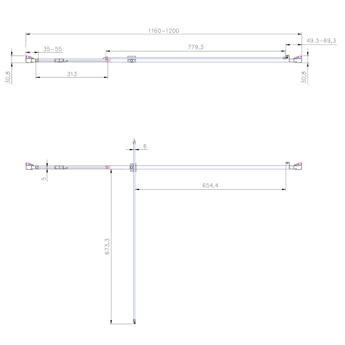 Crystal 6mm Matt Black Pivot Shower Door 1200mm