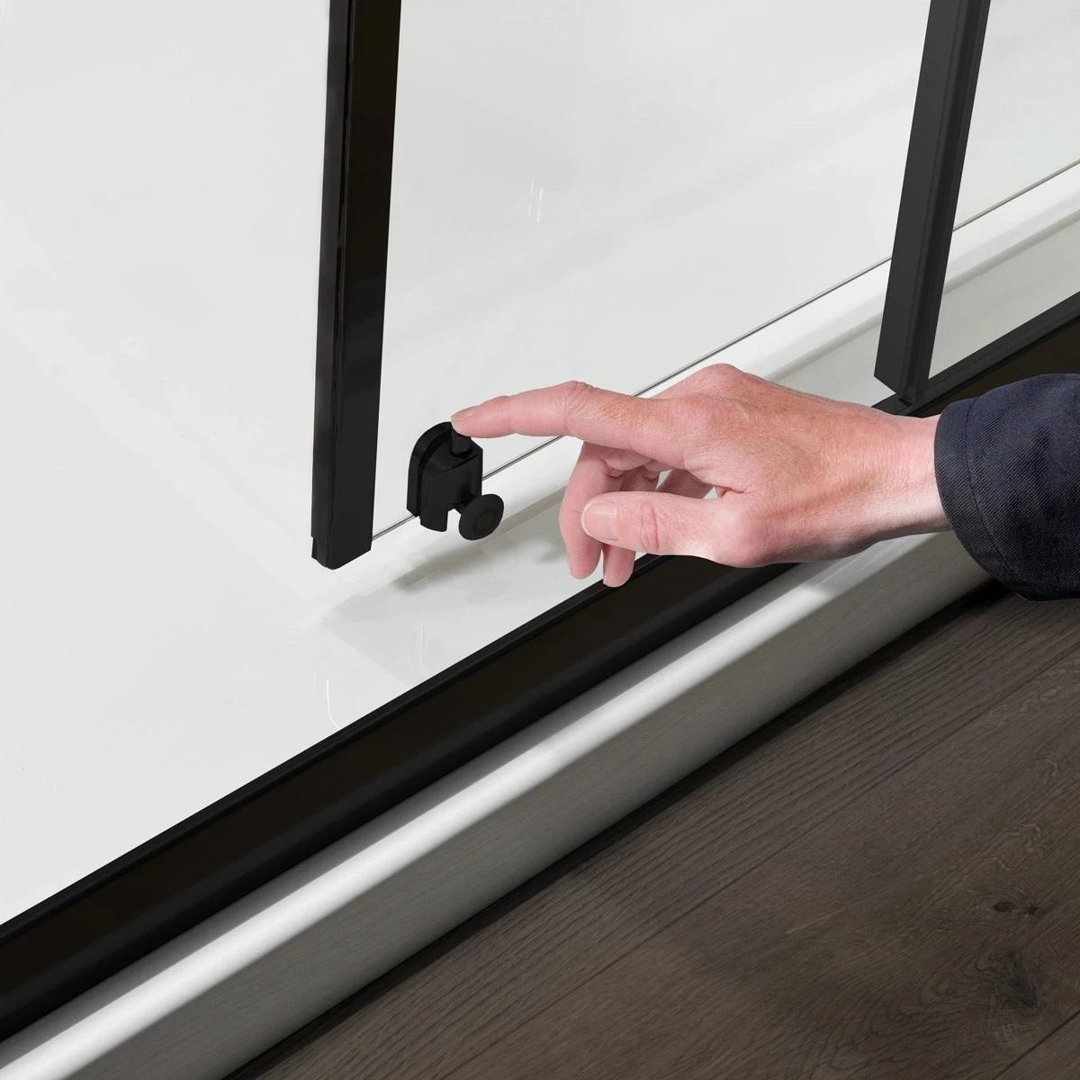 Crystal 6mm Matt Black Offset Quadrant Shower Enclosure 1000x760mm