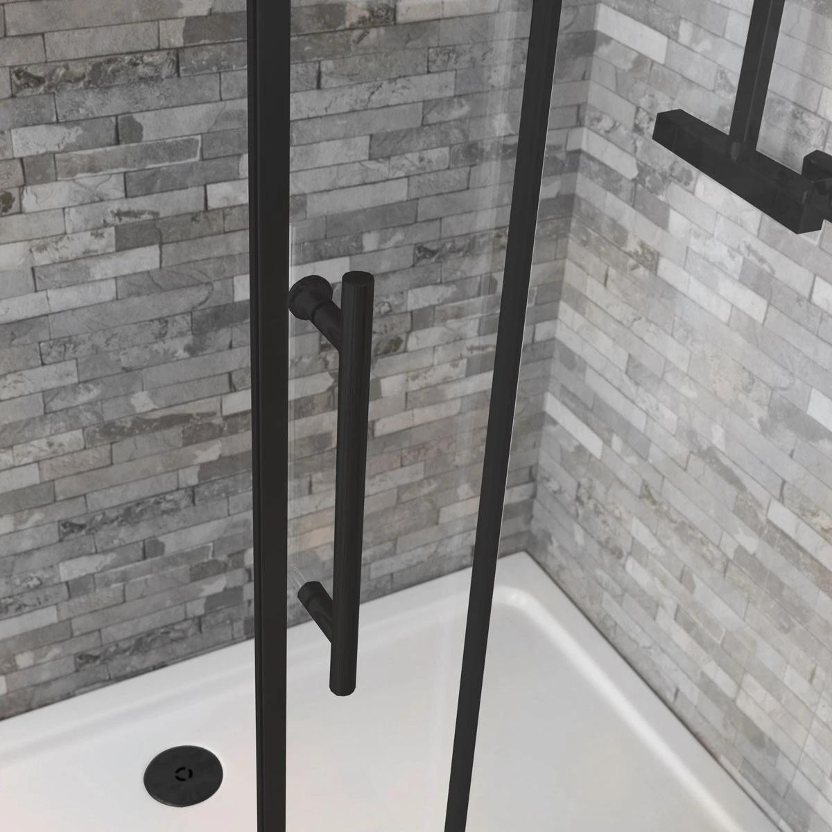 Crystal 6mm Matt Black Offset Quadrant Shower Enclosure 1000x900mm