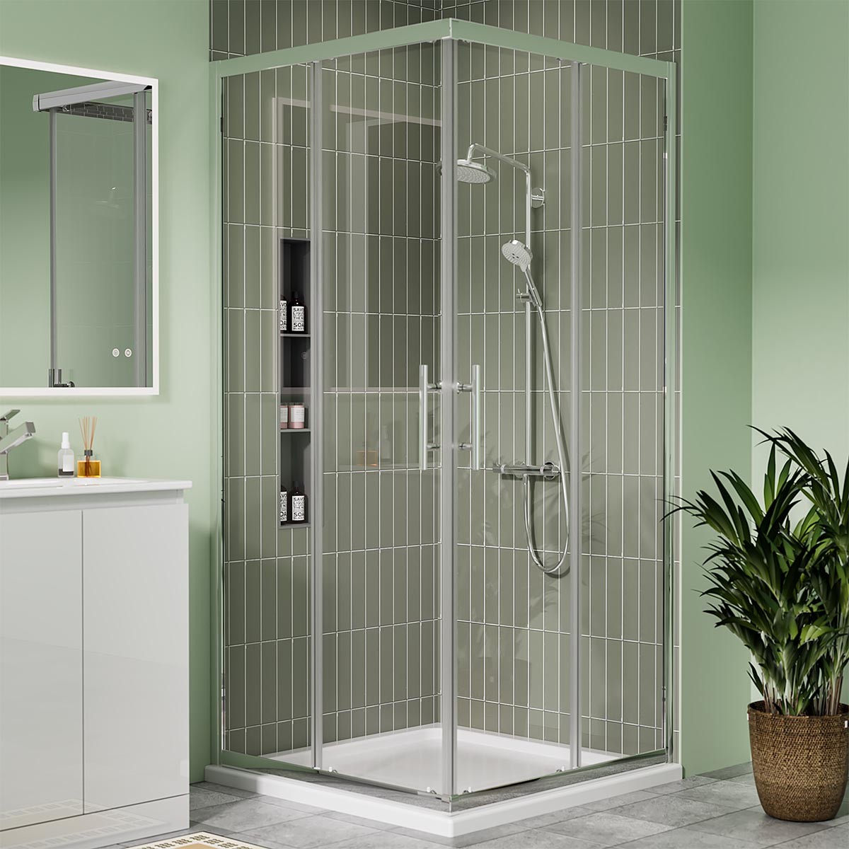 Crystal 6mm Chrome Corner Entry Shower Enclosure 760x760mm