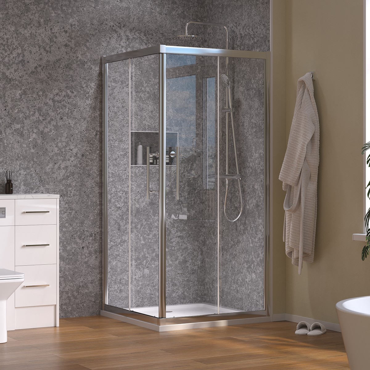 Crystal 6mm Chrome Corner Entry Shower Enclosure 900x900mm