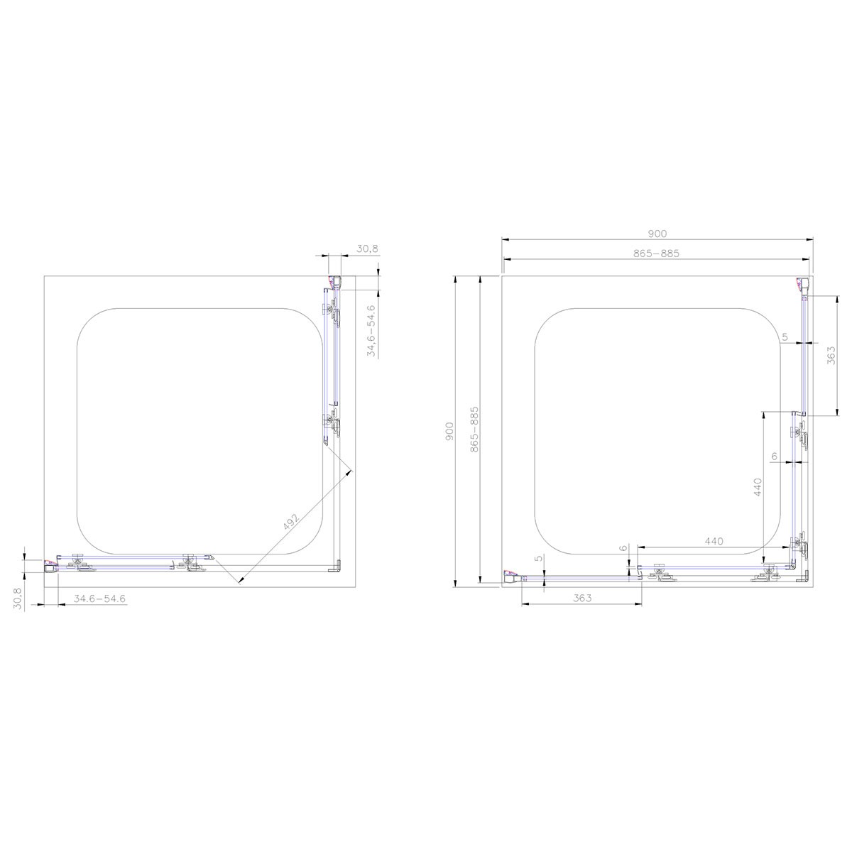 Crystal 6mm Chrome Corner Entry Shower Enclosure 900x900mm
