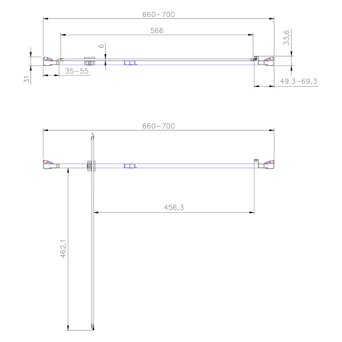 Crystal 6mm Chrome Pivot Shower Door 700mm