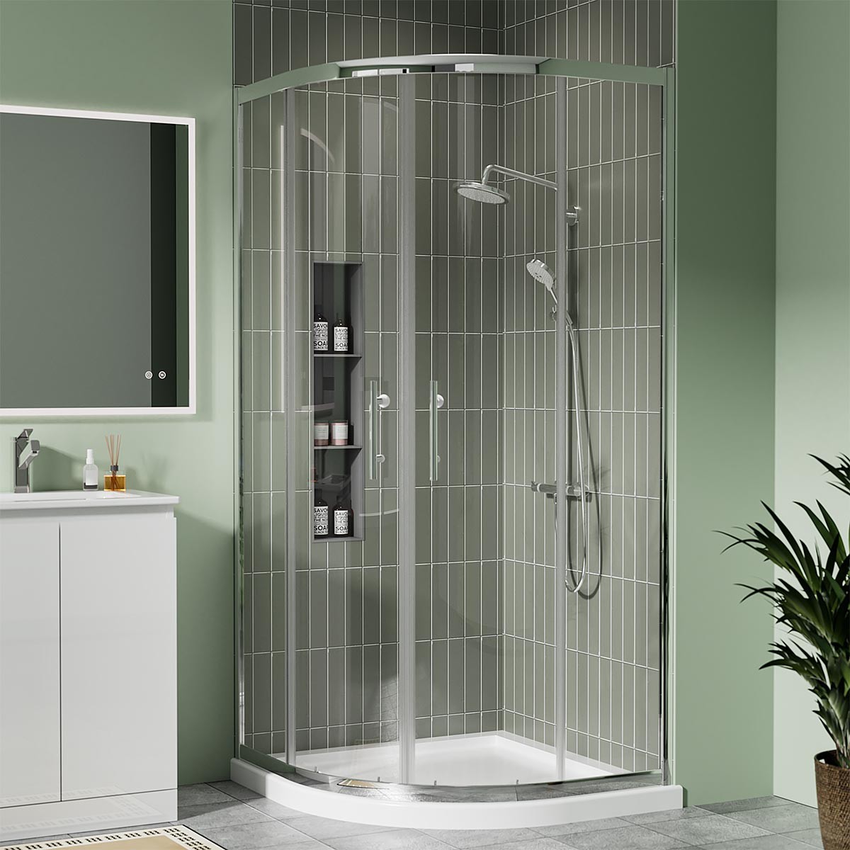Crystal 6mm Chrome Quadrant Shower Enclosure 1000x1000mm