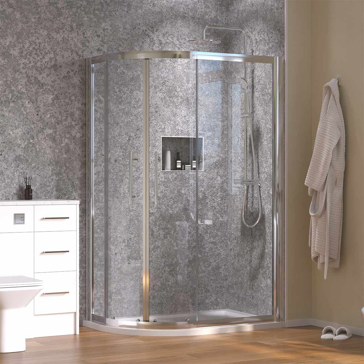 Crystal 6mm Chrome Offset Quadrant  Shower Enclosure 1200x800mm