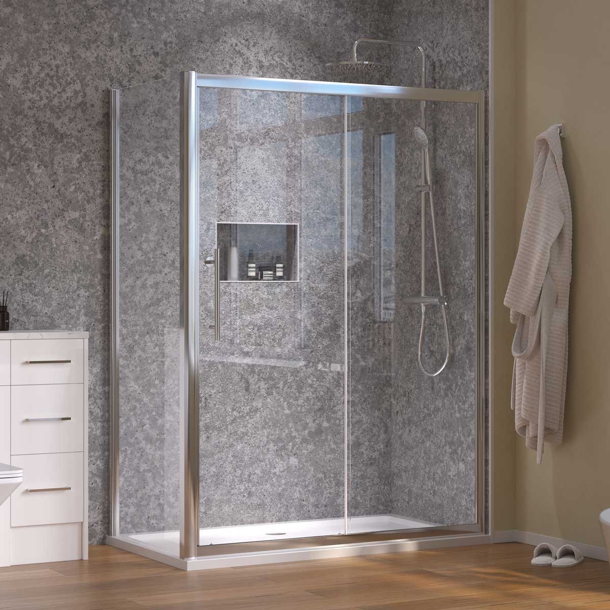 Crystal 6mm Chrome Sliding Shower Door 1500mm