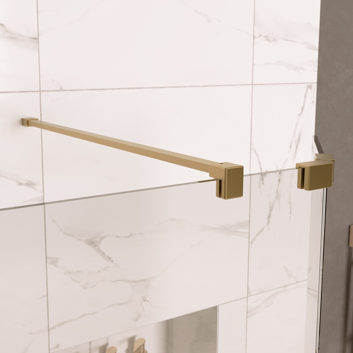 Sapphire 8mm Clear Glass Wet Room Foldaway Deflector Panel Brushed Brass 300mm LH