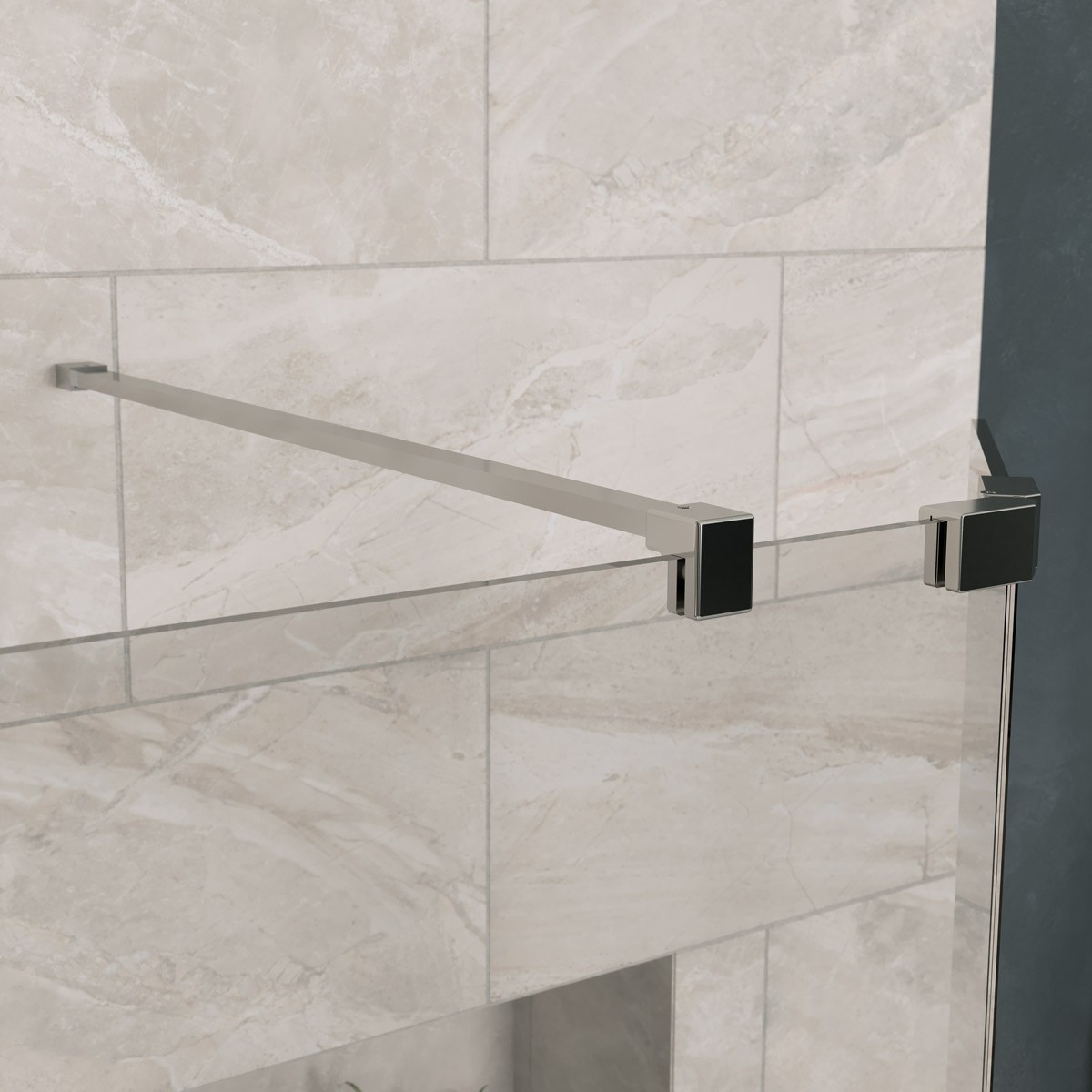 Sapphire 8mm Clear Glass Wet Room Foldaway Deflector Panel Chrome 300mm LH
