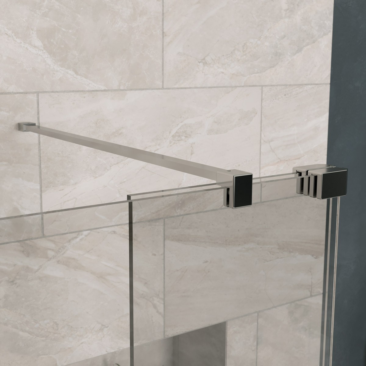 Sapphire 8mm Clear Glass Wet Room Foldaway Deflector Panel Chrome 300mm LH