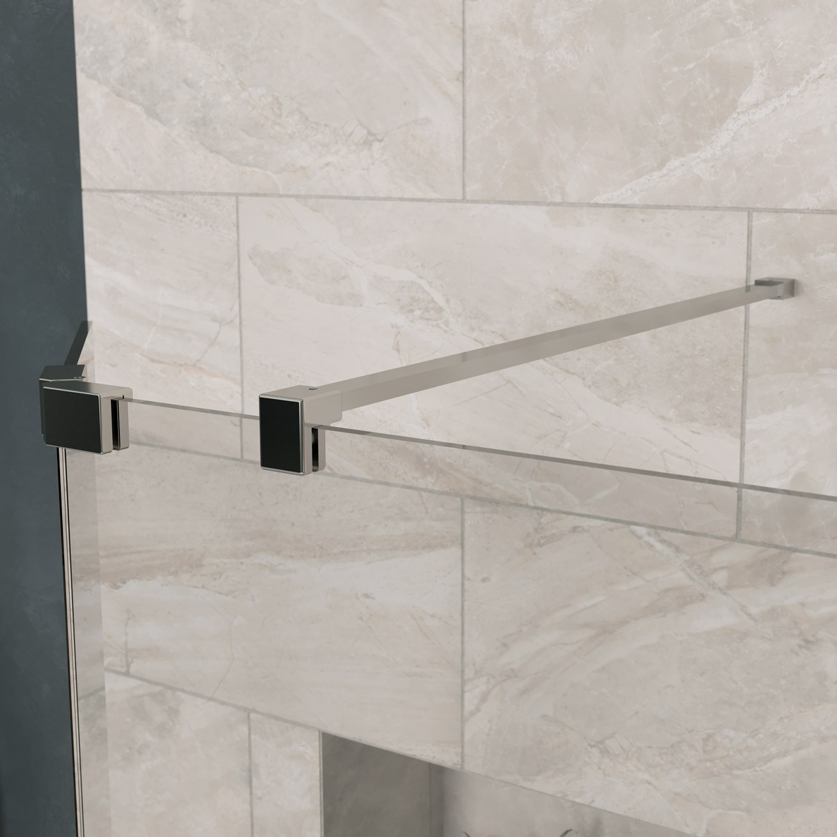 Sapphire 8mm Clear Glass Wet Room Foldaway Deflector Panel Chrome 300mm RH