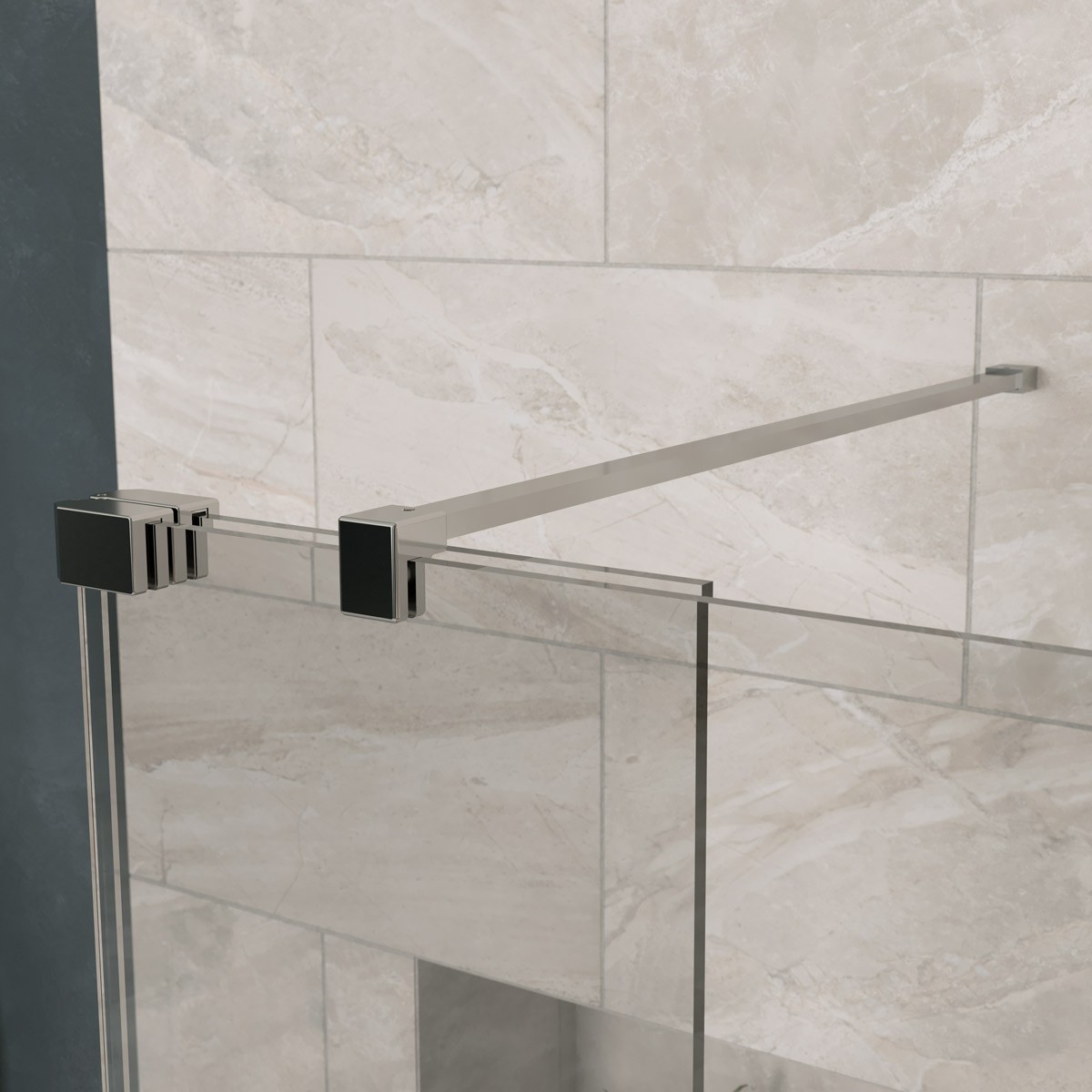Sapphire 8mm Clear Glass Wet Room Foldaway Deflector Panel Chrome 300mm RH