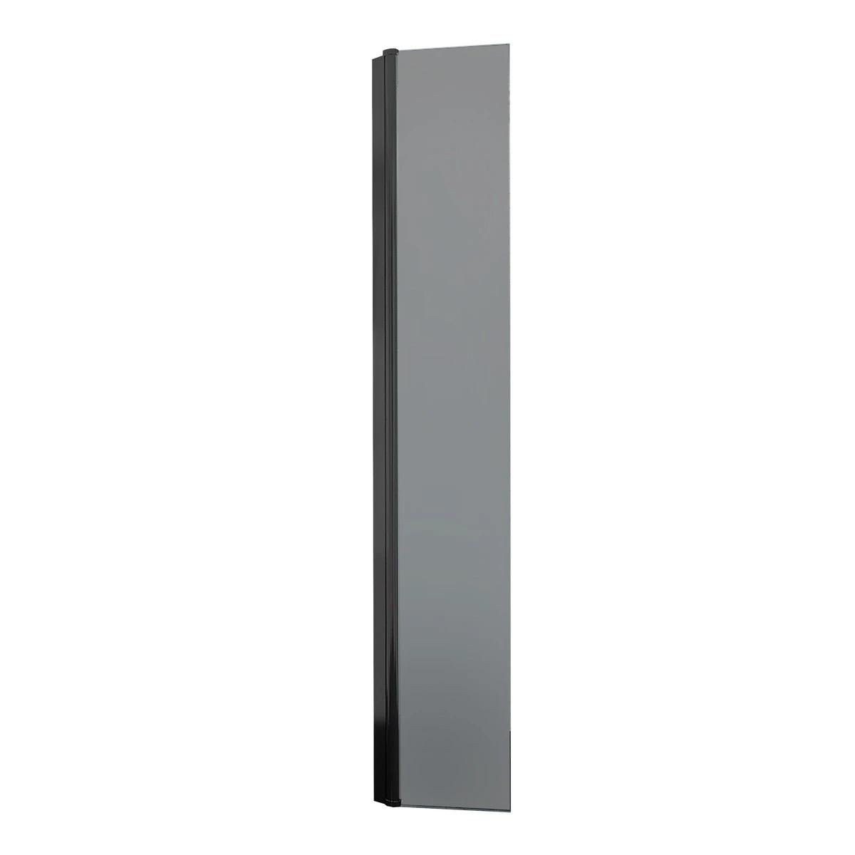 Sapphire 8mm Smoked Glass Wet Room Hinged Deflector Panel Matt Black 300mm