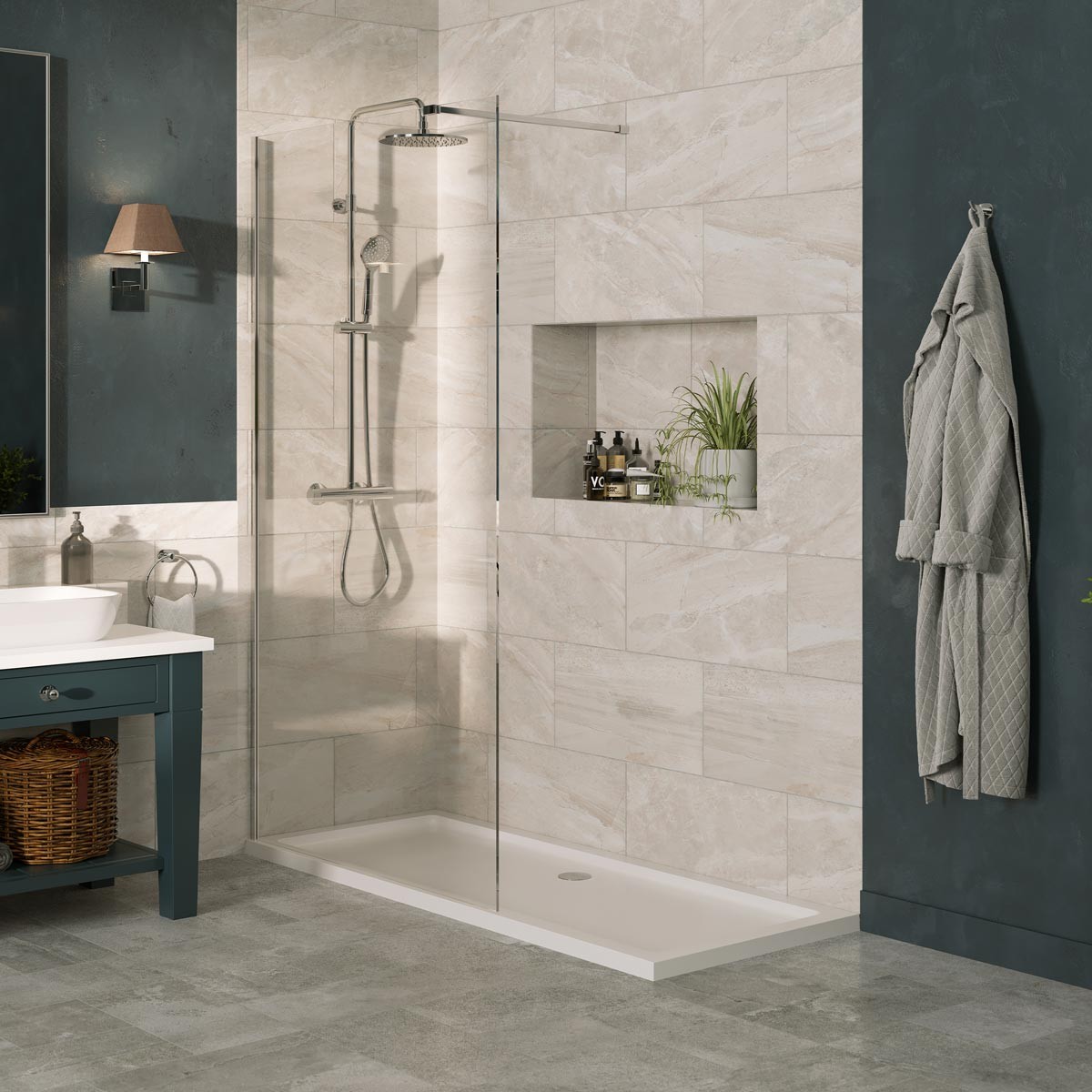 Sapphire 8mm Clear Glass Wet Room Shower Screen 500mm with Chrome Profile Set