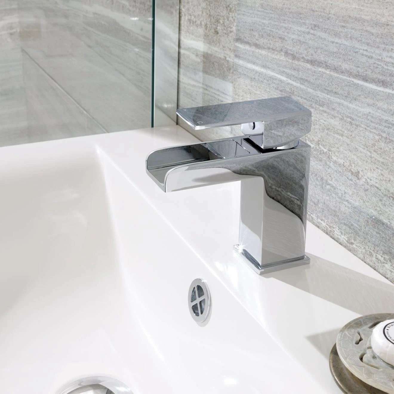 Trent Waterfall Chrome Bath Filler & Basin Mono Mixer Tap with Click Waste