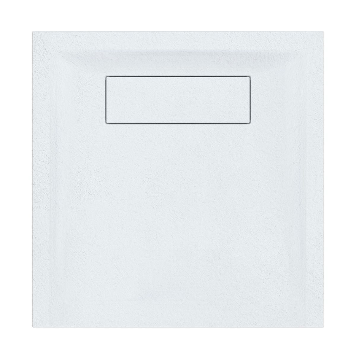 Nordic White Slate Effect Square Stone Resin Shower Tray 800x800mm