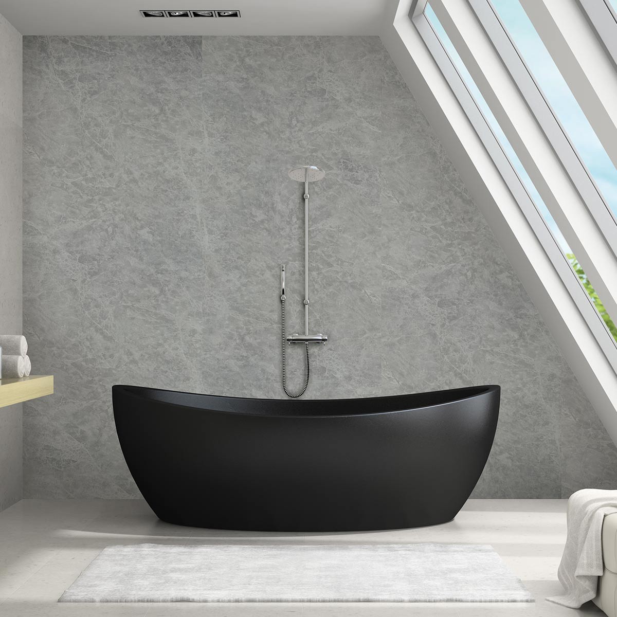 Neptune Bardiglio Marble Tongue & Groove Shower Panel 2400x1000mm
