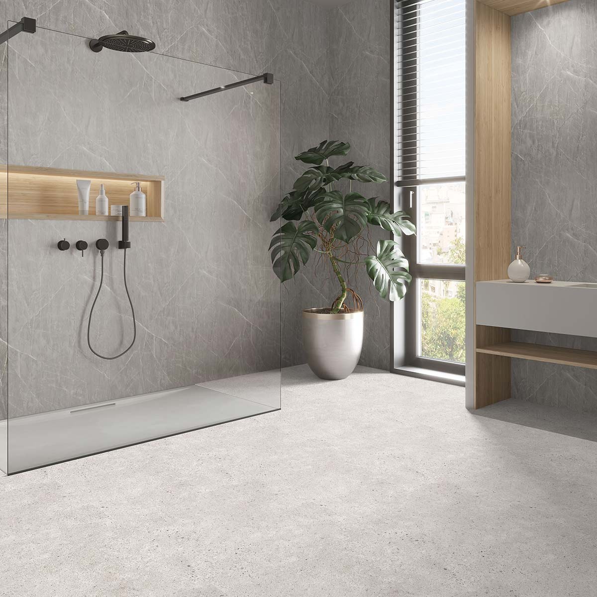 Neptune Pietra Grey Tongue & Groove Shower Panel 2400x1000mm