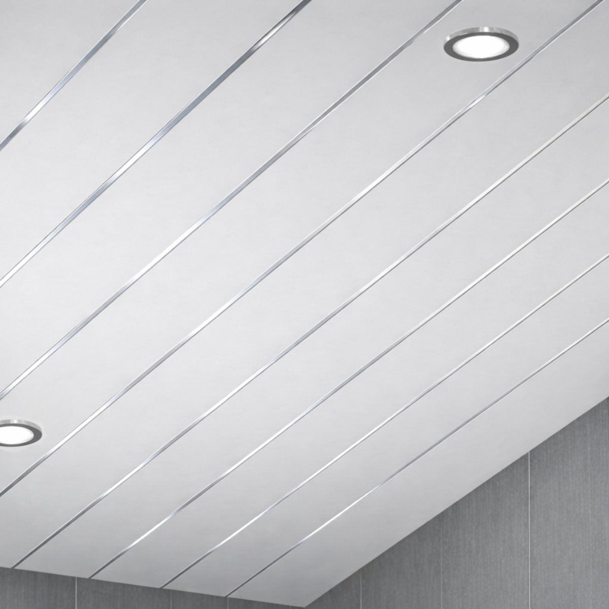 White Chrome Tongue & Groove Ceiling Panels 4000mm x 250mm (Pack of 4)