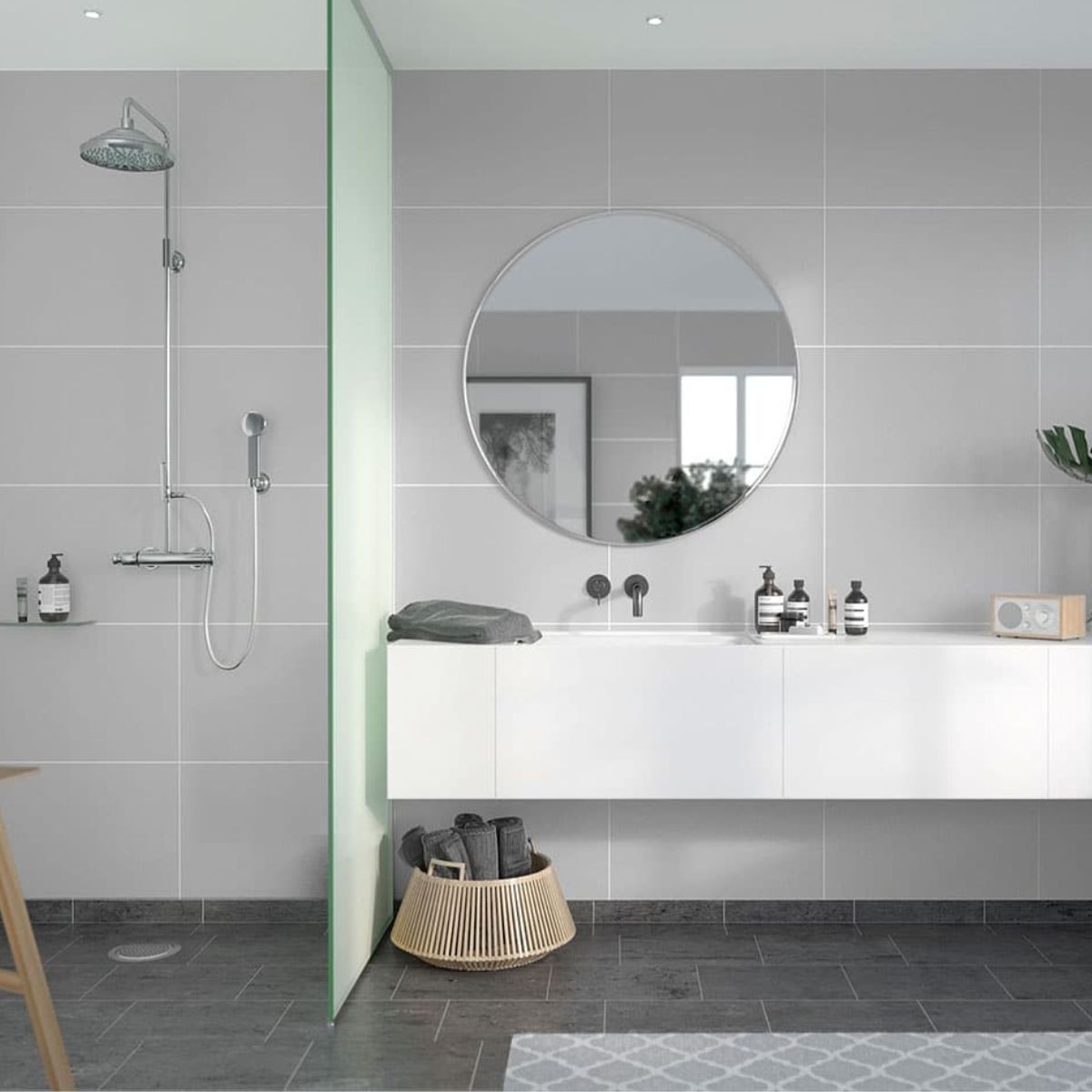 Fibo Light Grey Tile Wall Panel 2400x600mm