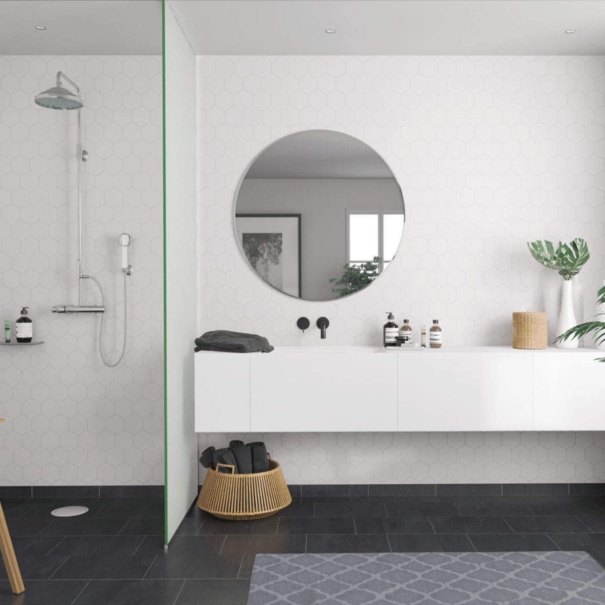 Fibo White Silk Hexagonal Tile Wall Panel 2400x600mm