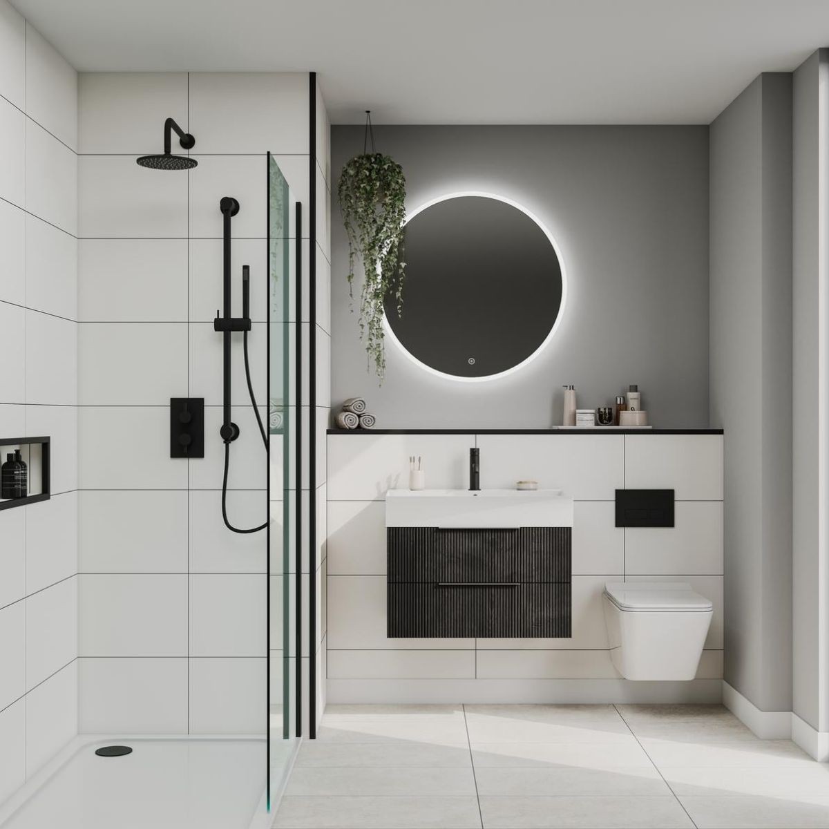 Fibo White Contrast Tile Wall Panel White 2400x600mm