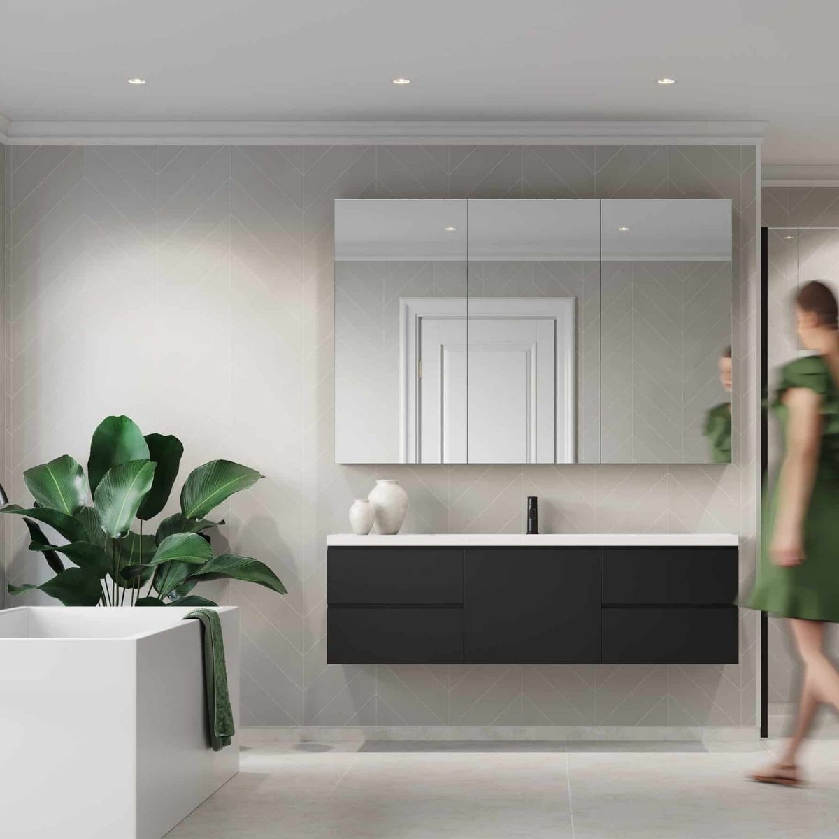 Fibo Grey Cement Chevrol Tile Wall Panel 2400x600mm