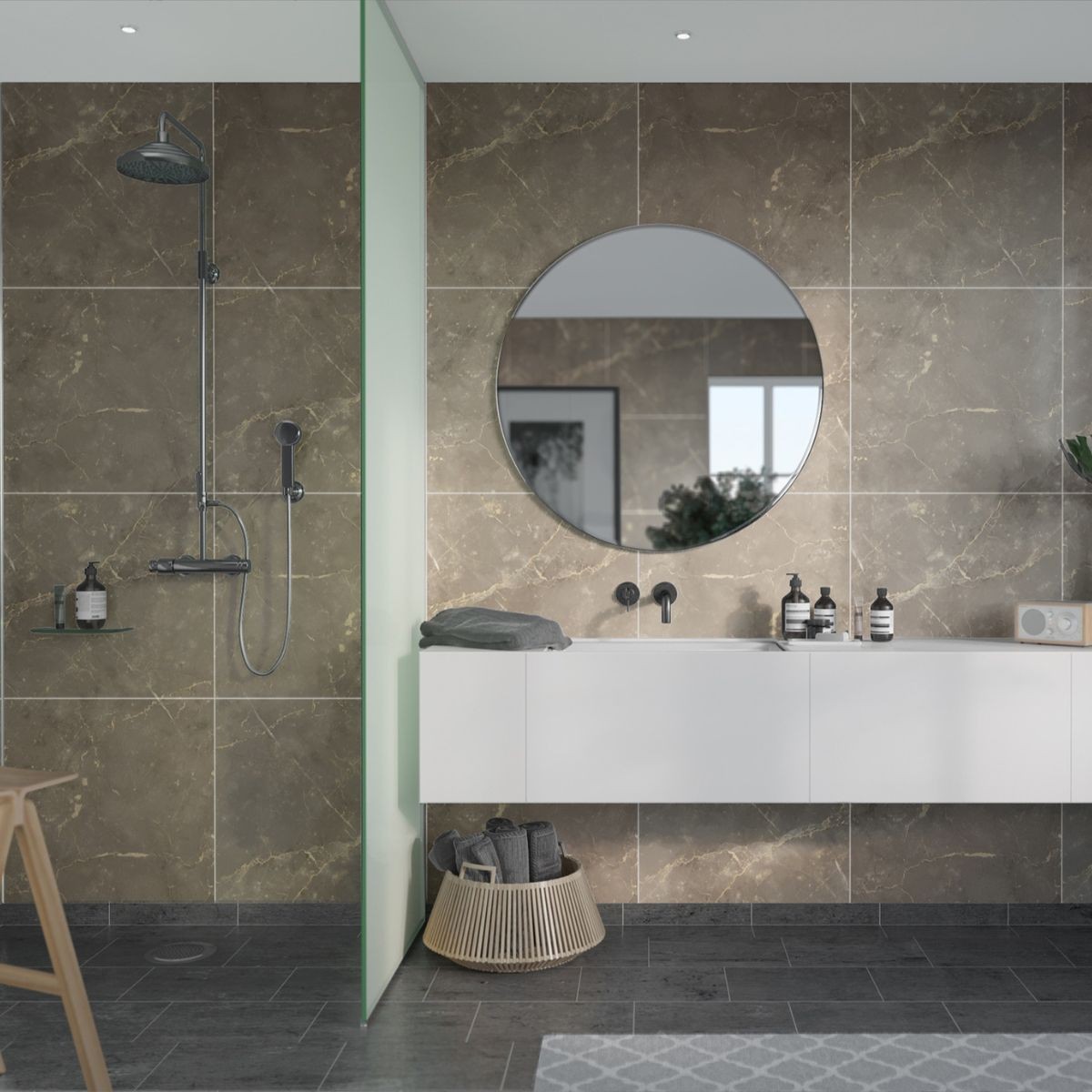 Fibo Golden Brown Marble Tile Wall Panel 2400x600mm