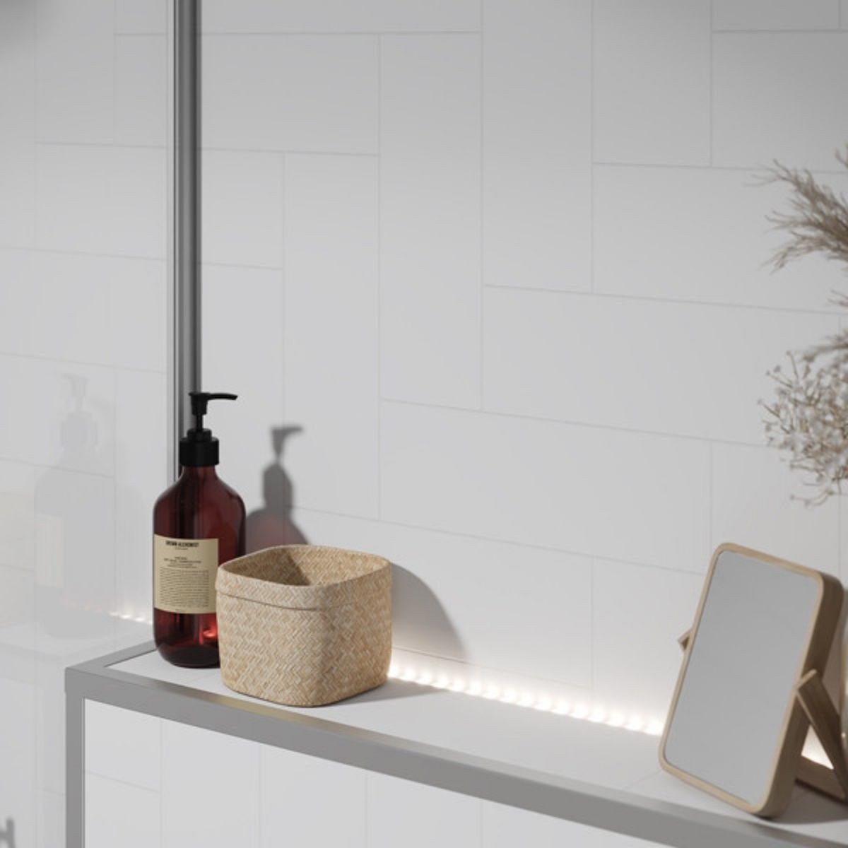 Fibo Denver White Herringbone Tile Wall Panel 2400x600mm