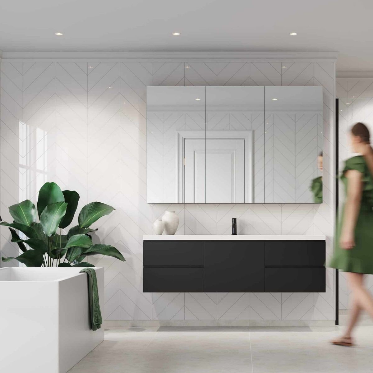 Fibo Denver White Chevron Tile Wall Panel 2400x600mm