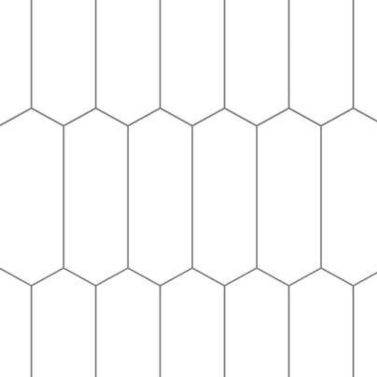 Fibo Denver White Elongated Hexagon Tile Wall Panel 2400x600mm