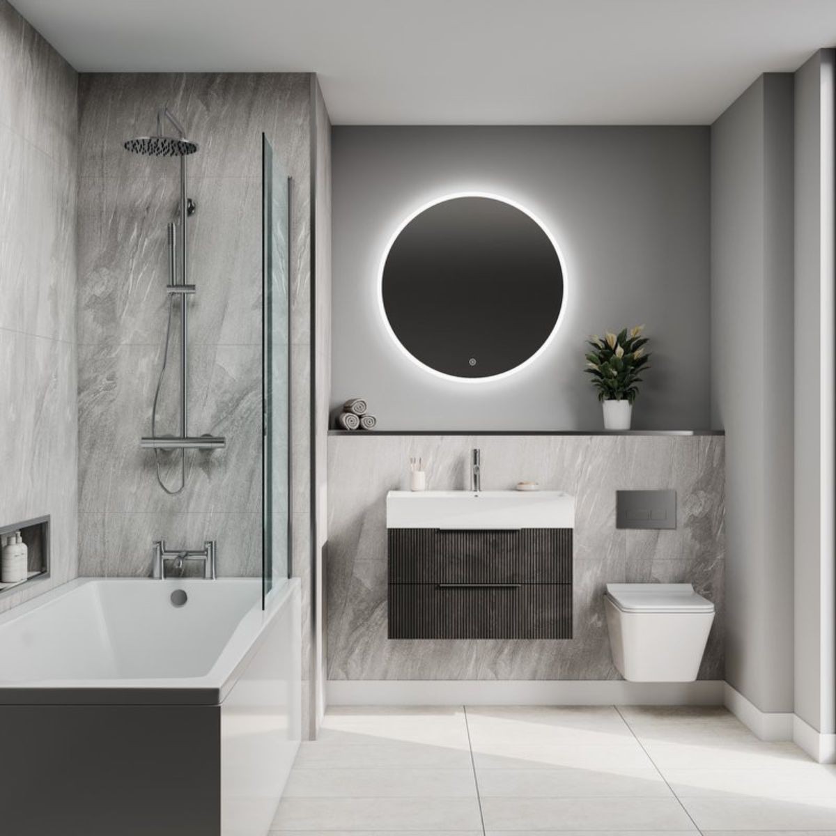 Fibo Grey Stone Tile Wall Panel 2400x600mm