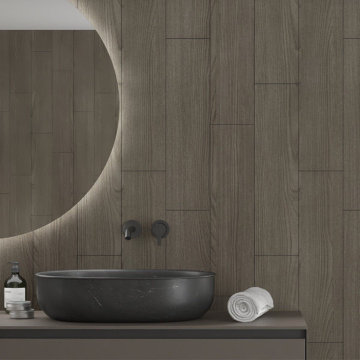 Fibo Dark Wood Tile Wall Panel 2400x600mm