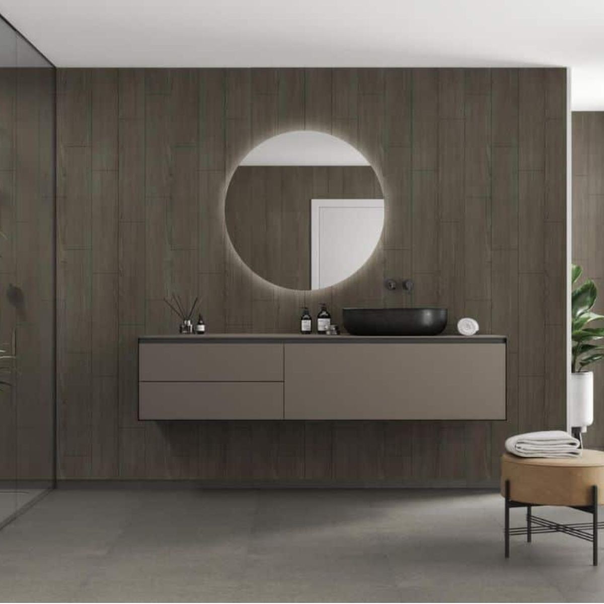 Fibo Dark Wood Tile Wall Panel 2400x600mm