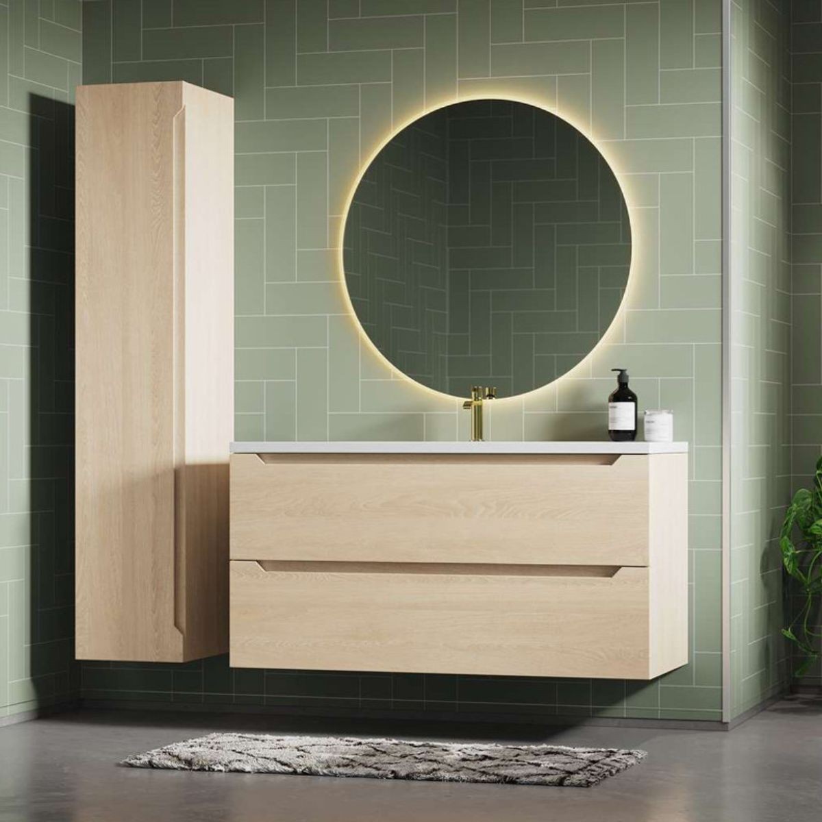 Fibo Olive Green Herringbone Tile Wall Panel 2400x600mm