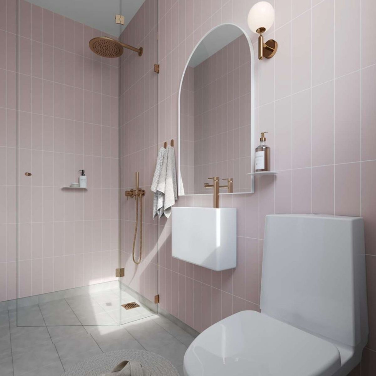 Fibo Dusky Pink Subway Stack Tile Wall Panel 2400x600mm