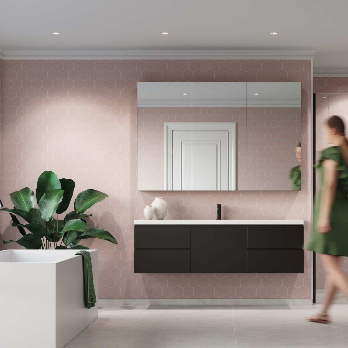 Fibo Dusky Pink Hexagonal Tile Wall Panel 2400x600mm