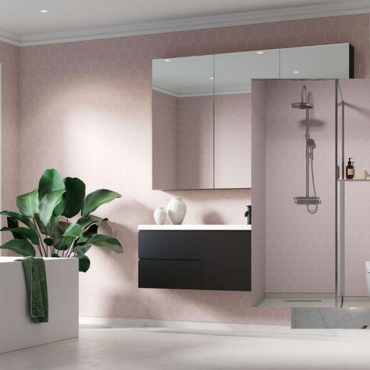 Fibo Dusky Pink Hexagonal Tile Wall Panel 2400x600mm
