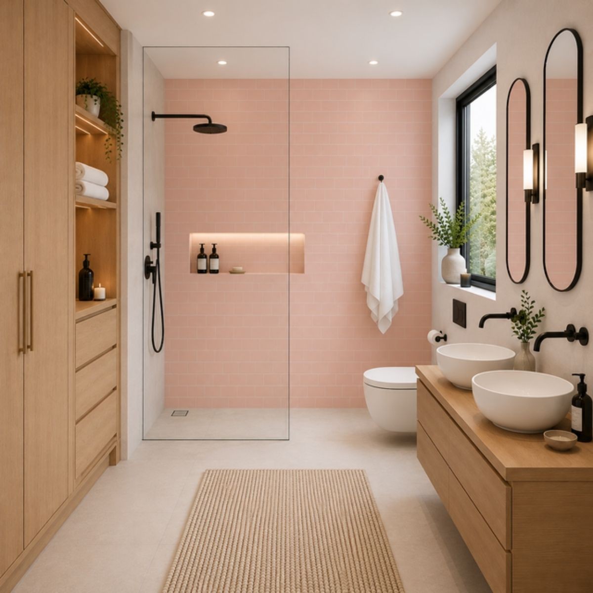 Fibo Dusky Pink Metro Brick Tile Wall Panel 2400x600mm