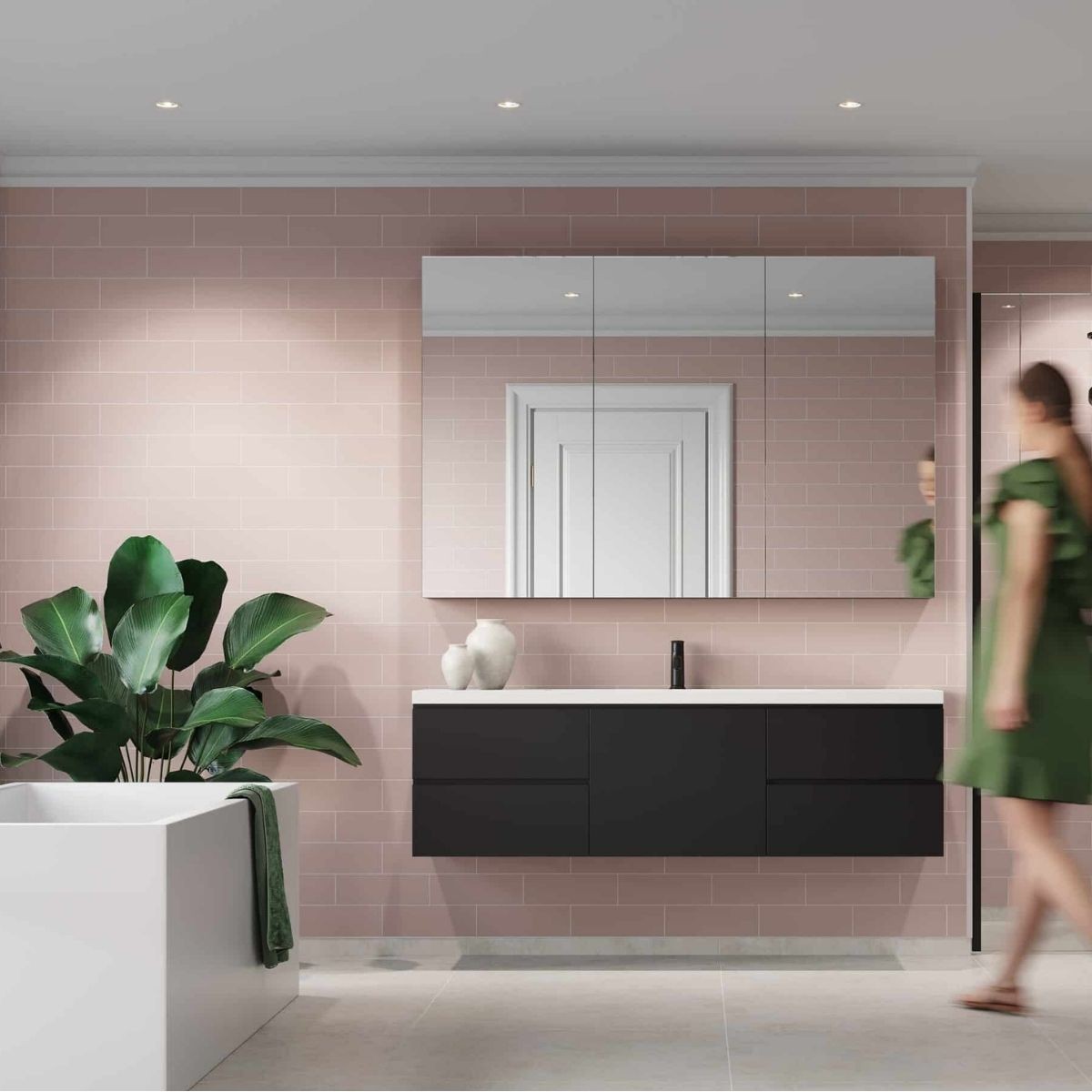 Fibo Dusky Pink Metro Brick Tile Wall Panel 2400x600mm