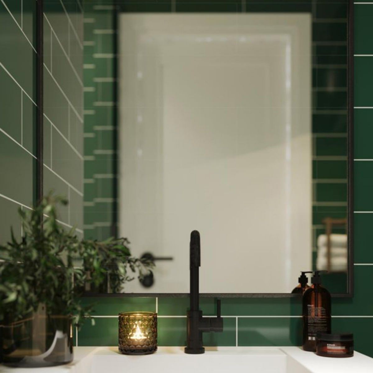 Fibo Bottle Green Metro Brick Tile Wall Panel 2400x600mm