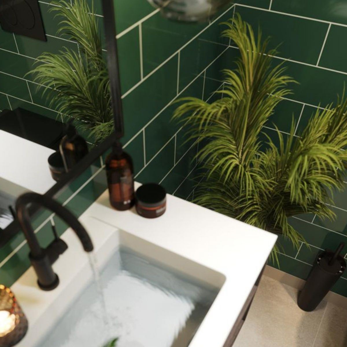 Fibo Bottle Green Metro Brick Tile Wall Panel 2400x600mm