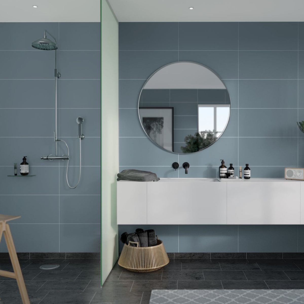 Fibo Dusty Blue Tile Wall Panel 2400x600mm