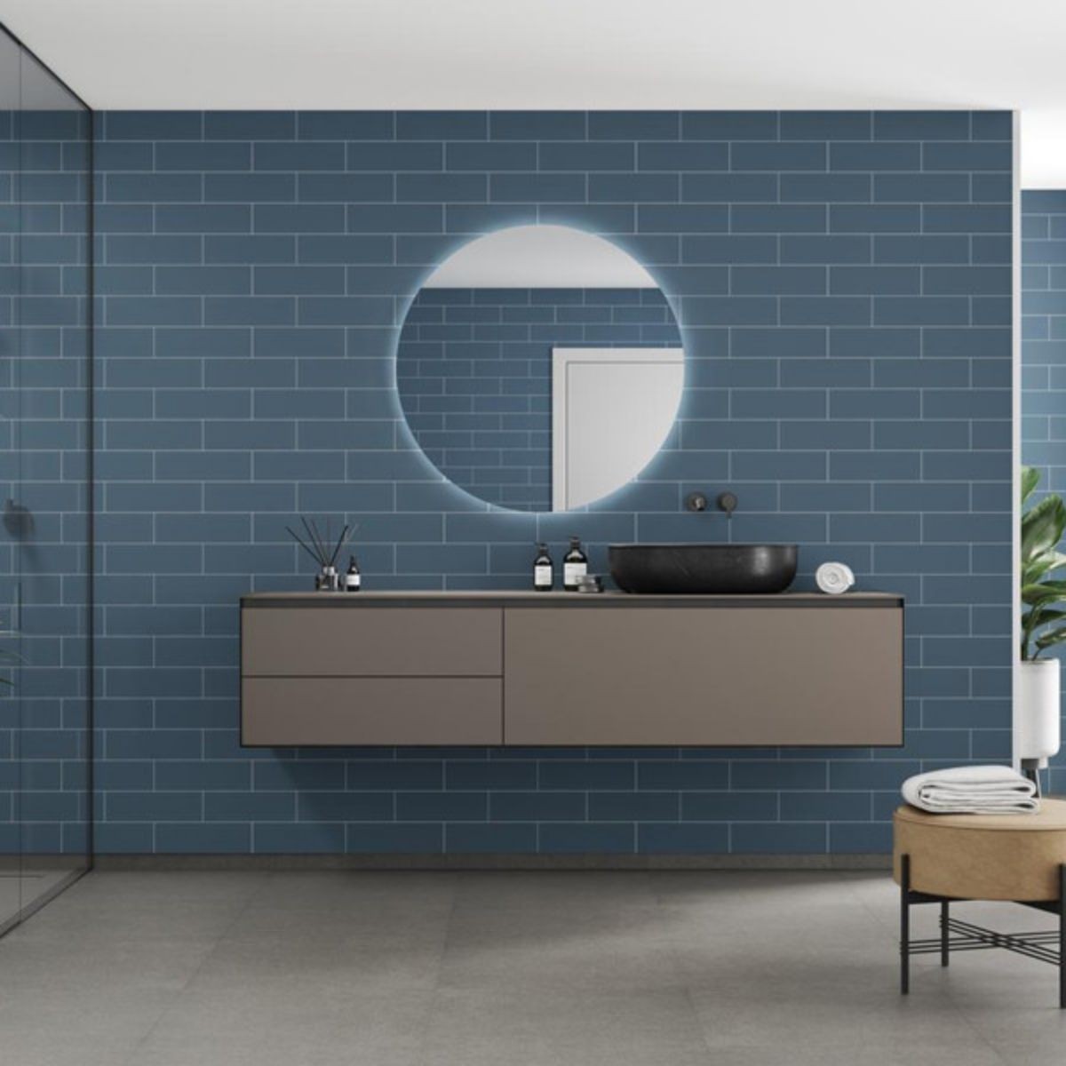 Fibo Dusty Blue Metro Brick Tile Wall Panel 2400x600mm