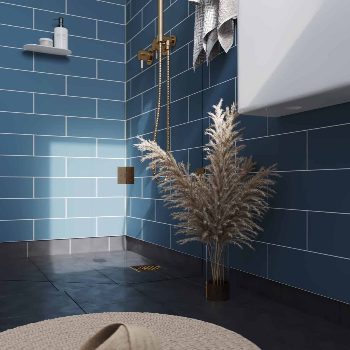 Fibo Dusty Blue Metro Brick Tile Wall Panel 2400x600mm