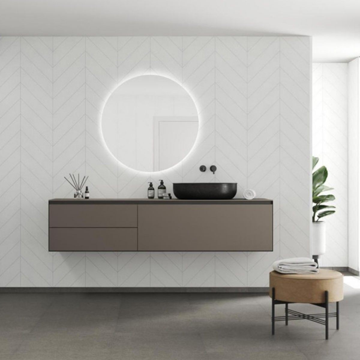 Fibo Moonstone Chevron Tile Wall Panel 2400x600mm