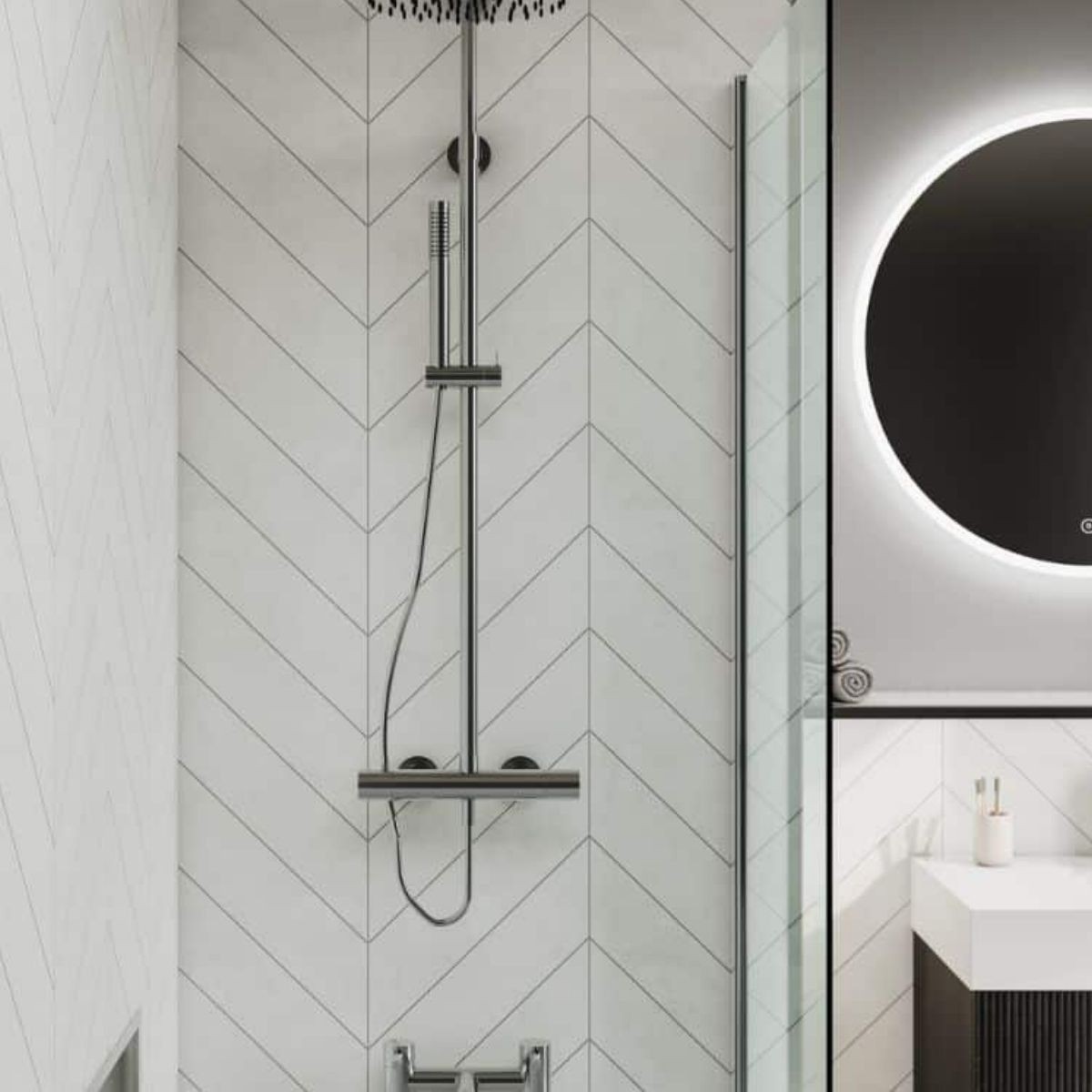 Fibo Moonstone Chevron Tile Wall Panel 2400x600mm