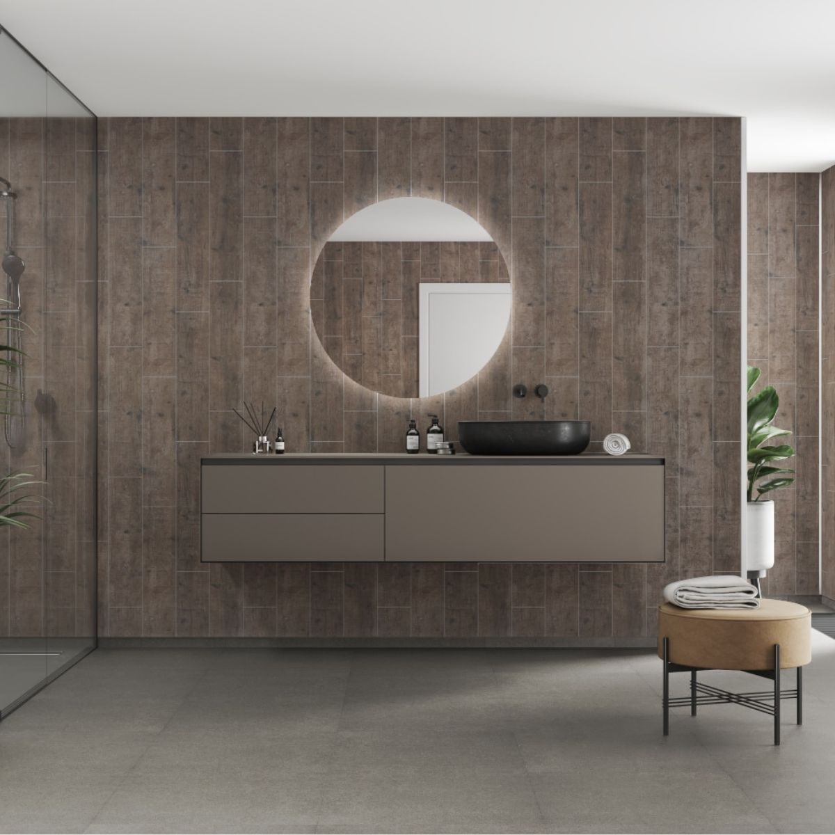 Fibo Rough Wood Vertical Tile Wall Panel 2400x600mm